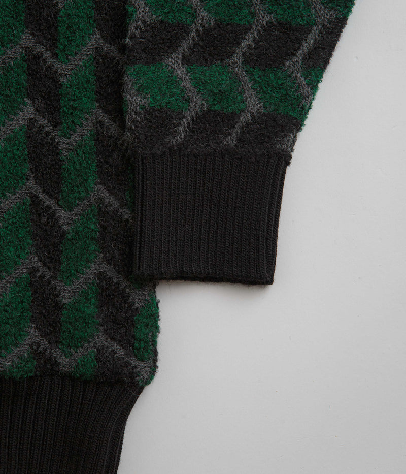 Polar Zig Zag Knit Sweatshirt in Black and Dark Teal