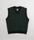 Polar Zig Zag Knit Vest in Black and Dark Teal