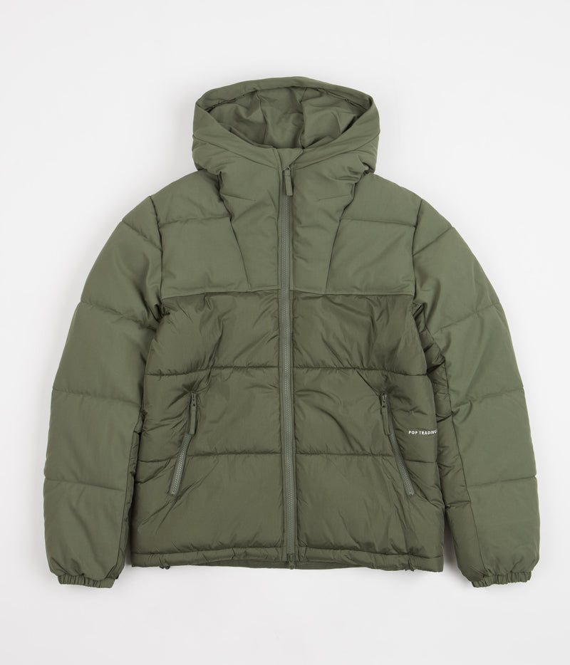 Pop Trading Company Alex Puffer Jacket in Olivine
