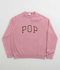 Pop Trading Company Arch Knitted Crewneck Sweatshirt in Mesa Rose and Fired Brick