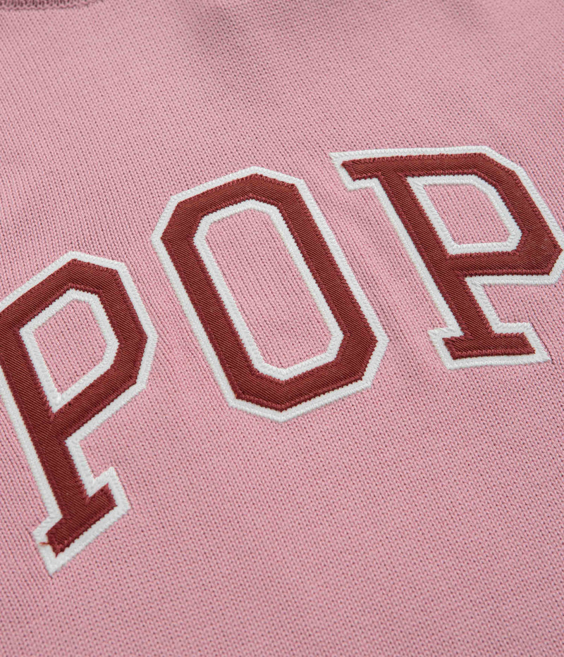 Pop Trading Company Arch Knitted Crewneck Sweatshirt in Mesa Rose and Fired Brick