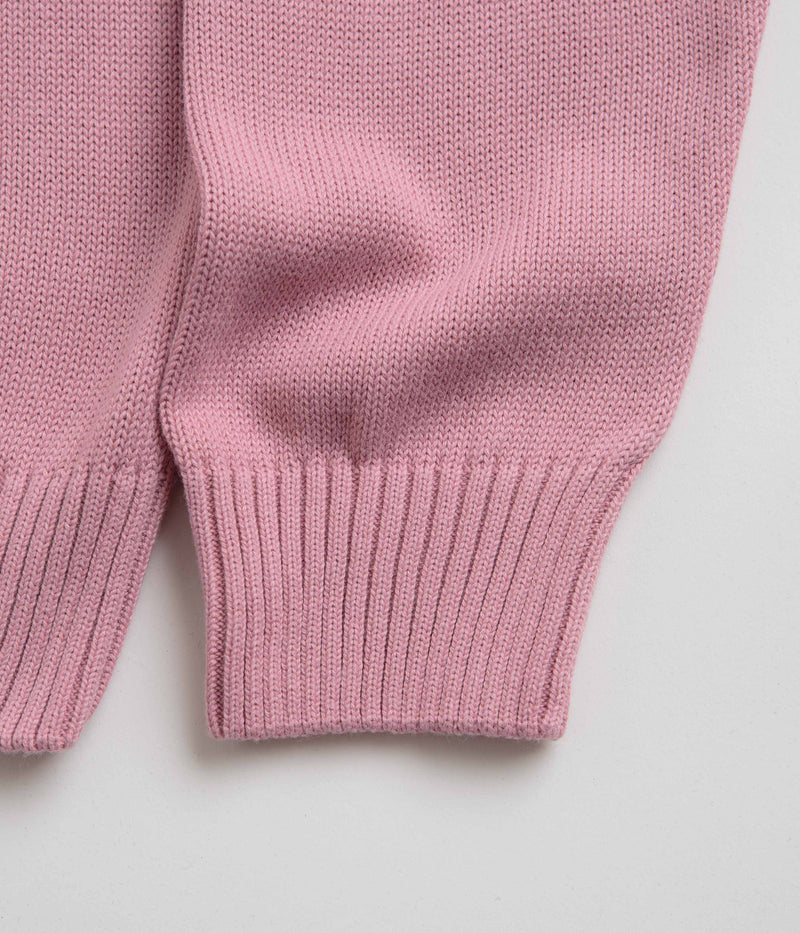 Pop Trading Company Arch Knitted Crewneck Sweatshirt in Mesa Rose and Fired Brick