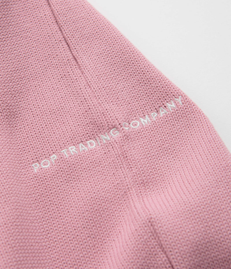 Pop Trading Company Arch Knitted Crewneck Sweatshirt in Mesa Rose and Fired Brick