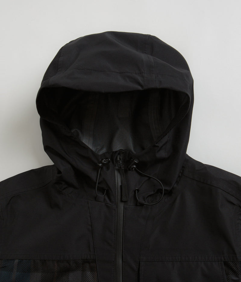 Pop Trading Company Big Pocket Hooded Jacket in Black and Navy Check