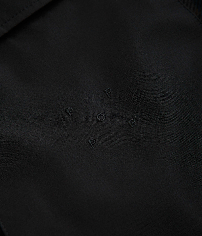 Pop Trading Company Big Pocket Hooded Jacket in Black and Navy Check