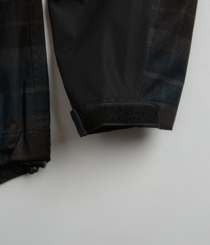 Pop Trading Company Big Pocket Hooded Jacket in Black and Navy Check