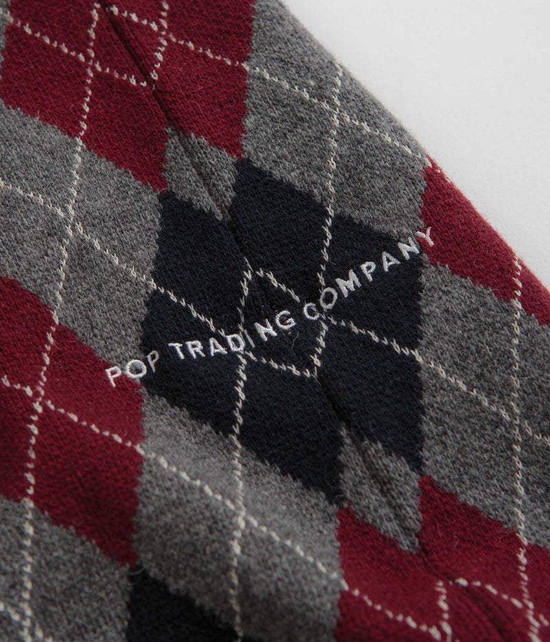 Pop Trading Company Burlington Knitted Spencer Vest in Charcoal and Multi