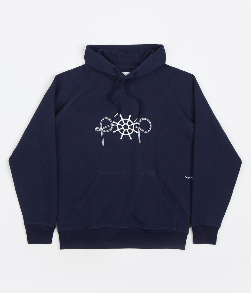 Pop Trading Company Captain Embroidery Hoodie in Navy