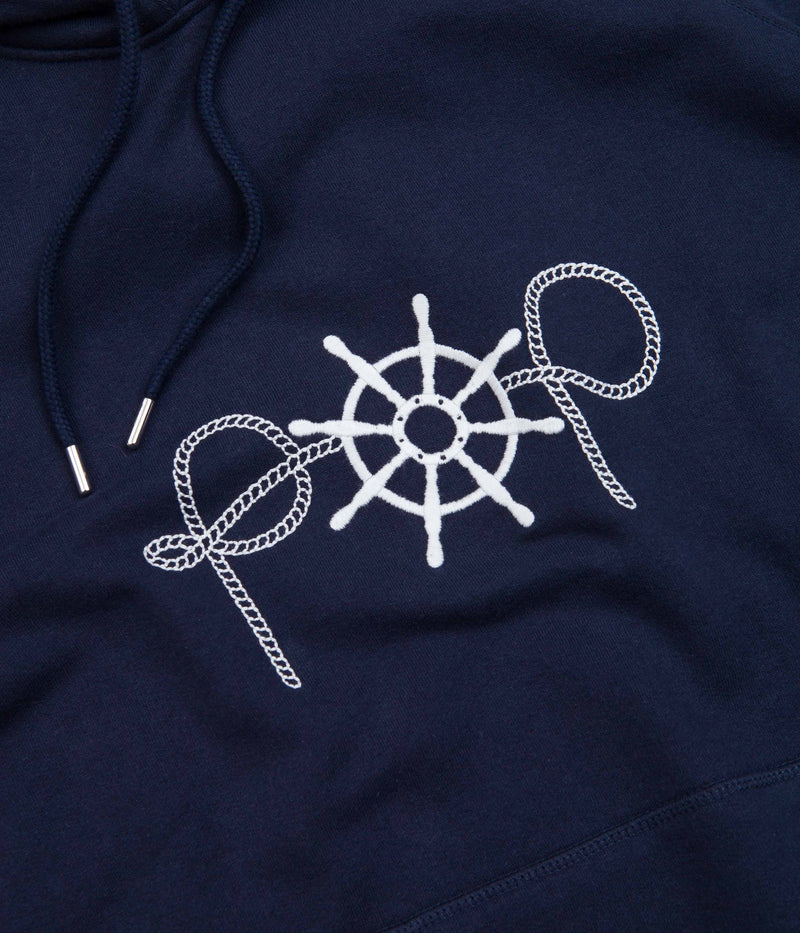 Pop Trading Company Captain Embroidery Hoodie in Navy