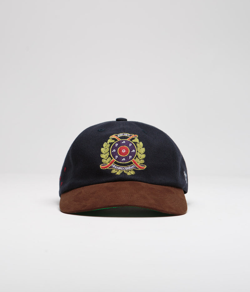 Pop Trading Company Crest Cap in Navy and Brown