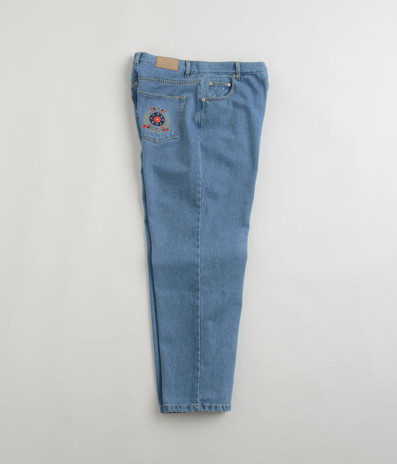 Pop Trading Company Crest Denim DRS Pants in Stonewash