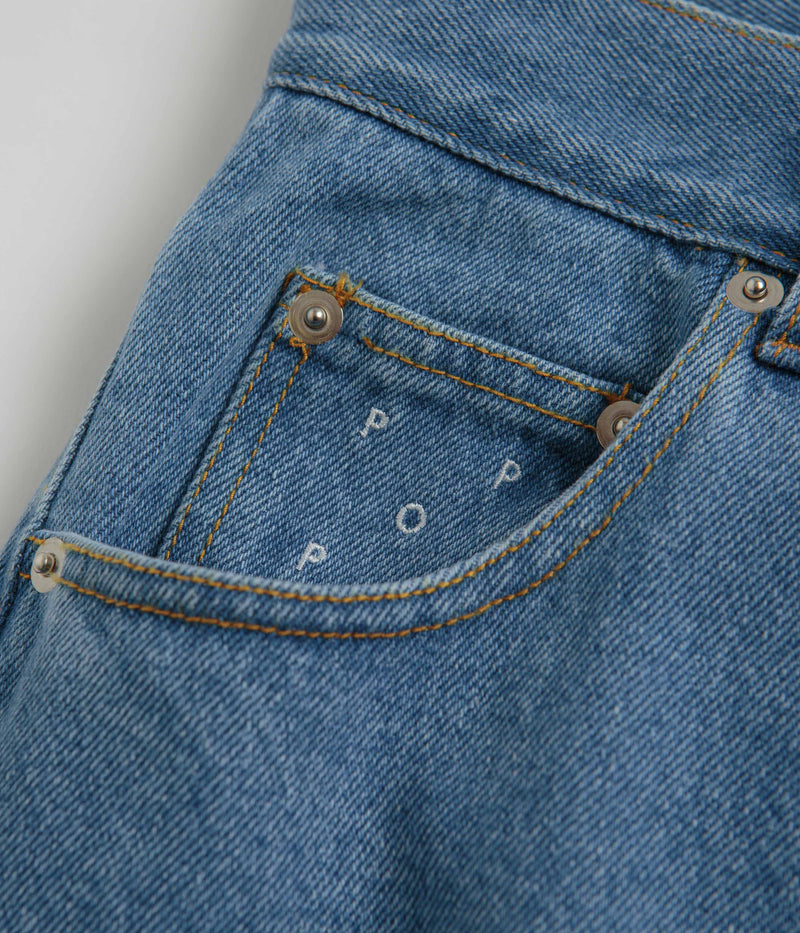 Pop Trading Company Crest Denim DRS Pants in Stonewash