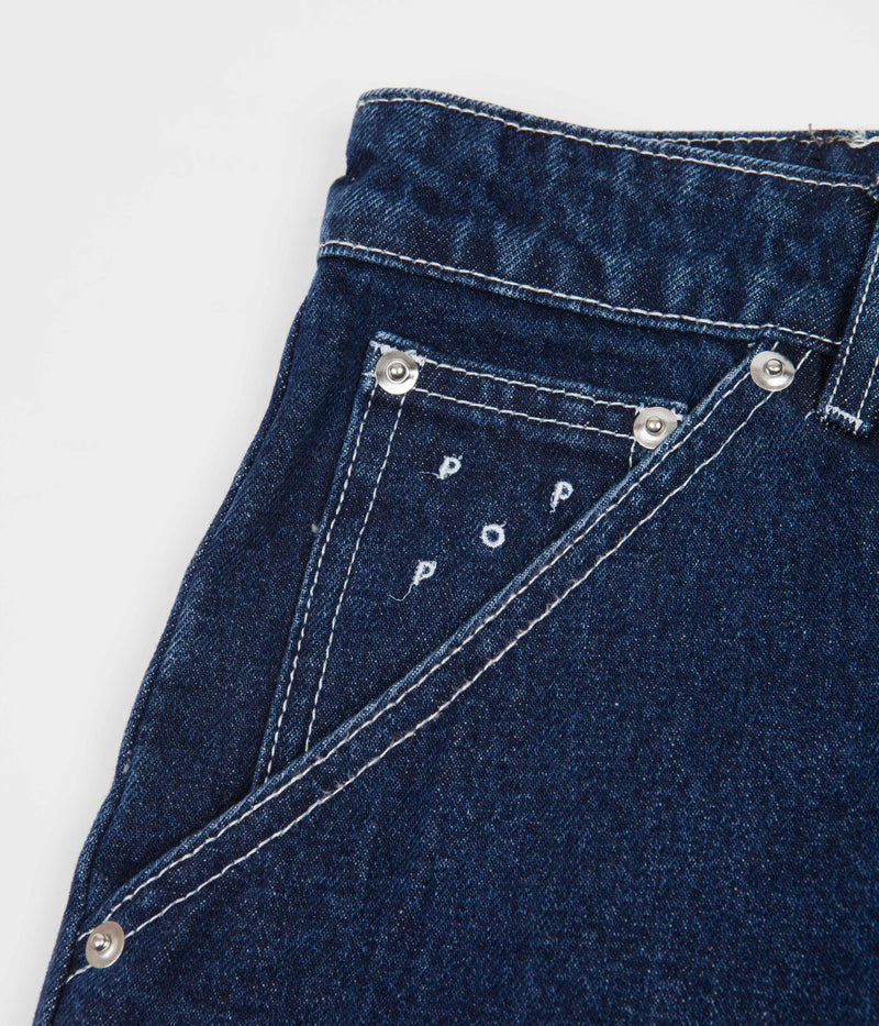 Pop Trading Company DRS Shorts in Rinsed Denim and White