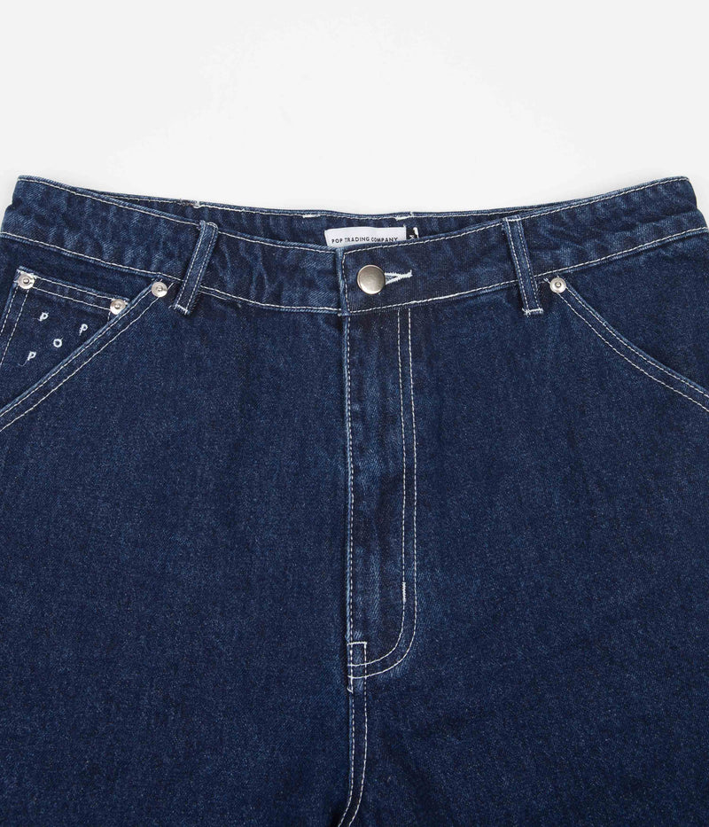 Pop Trading Company DRS Shorts in Rinsed Denim and White
