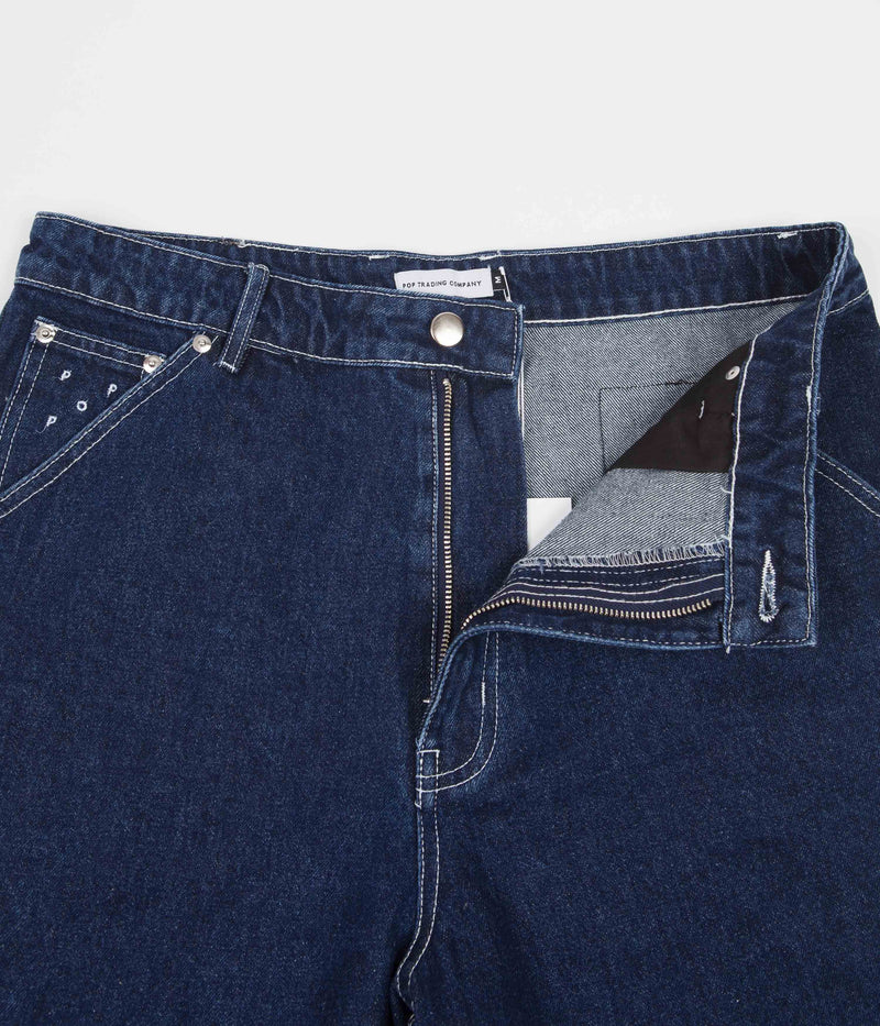 Pop Trading Company DRS Shorts in Rinsed Denim and White