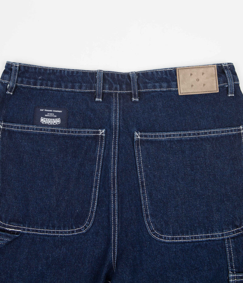 Pop Trading Company DRS Shorts in Rinsed Denim and White
