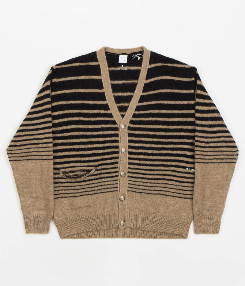 Pop Trading Company Knitted Cardigan in Sesame and Black