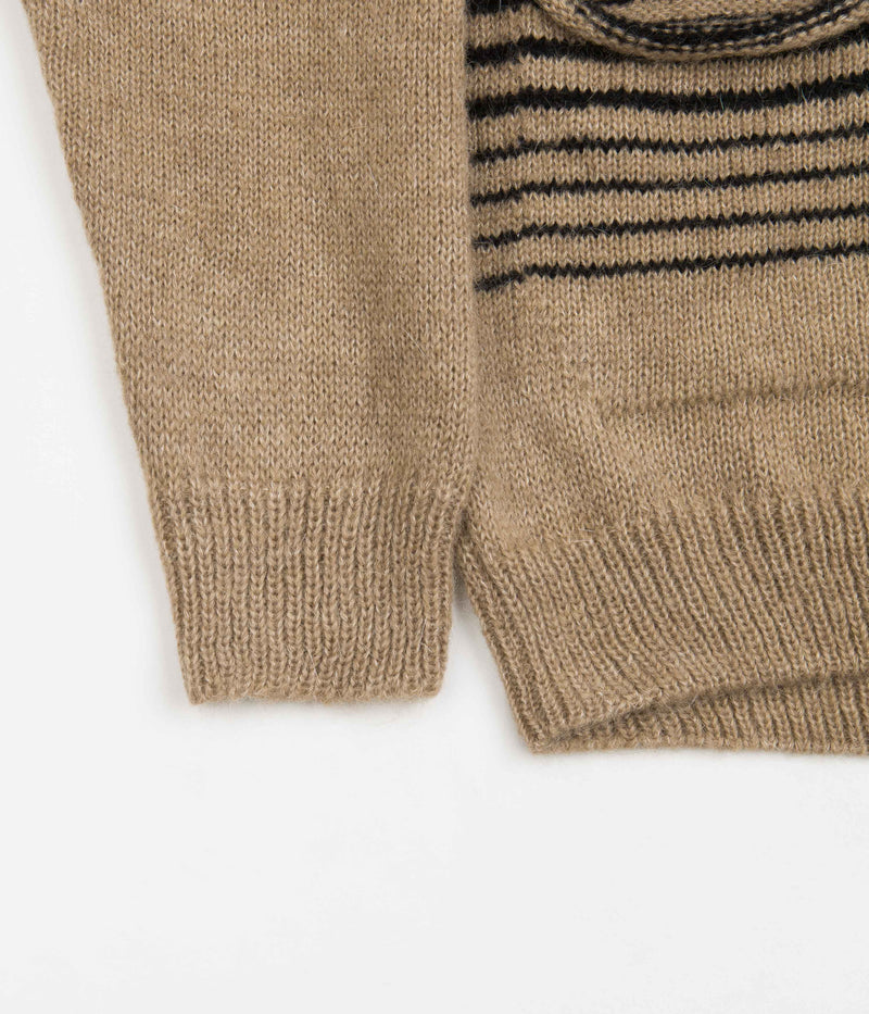 Pop Trading Company Knitted Cardigan in Sesame and Black