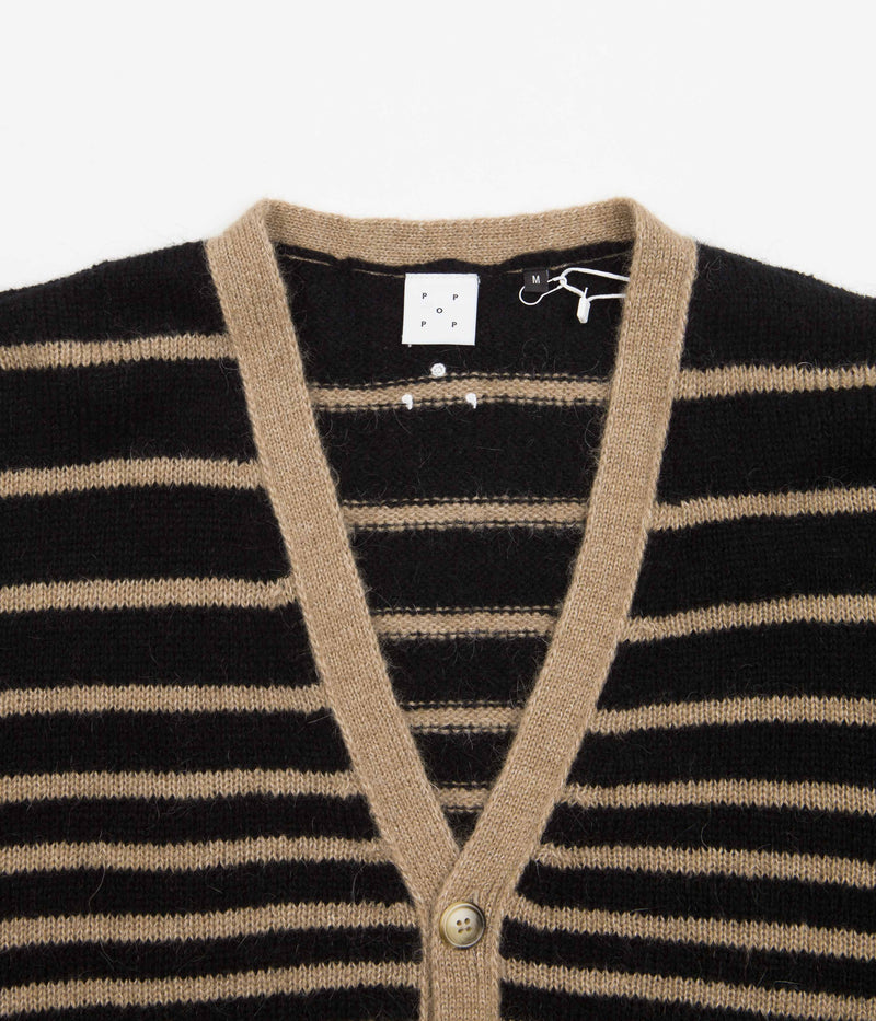 Pop Trading Company Knitted Cardigan in Sesame and Black