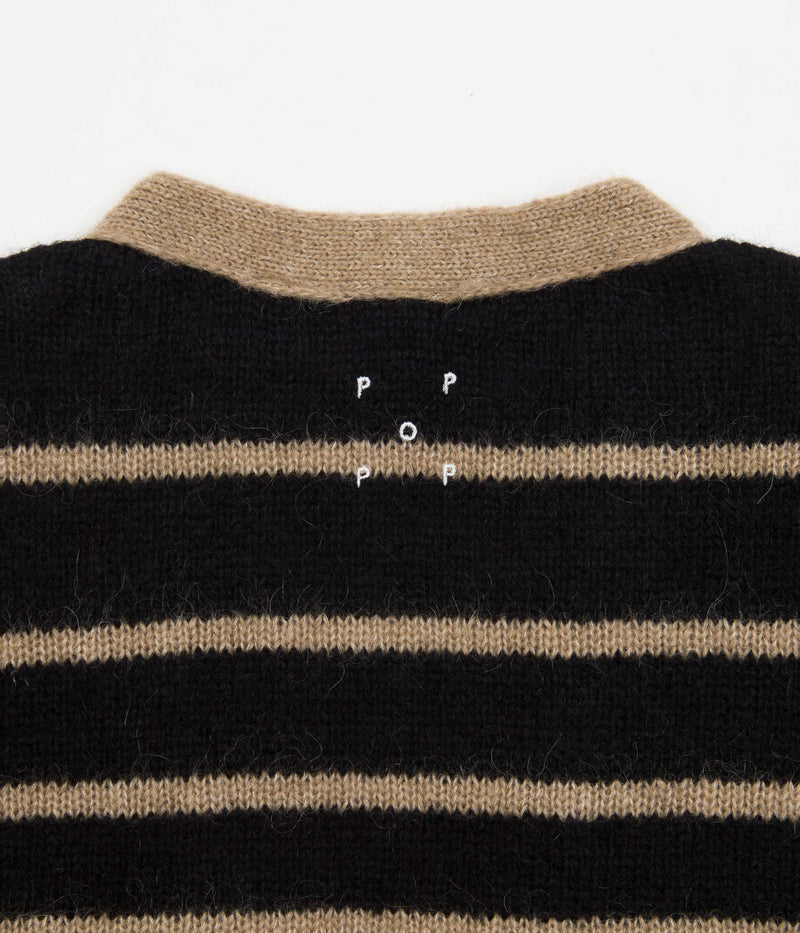 Pop Trading Company Knitted Cardigan in Sesame and Black