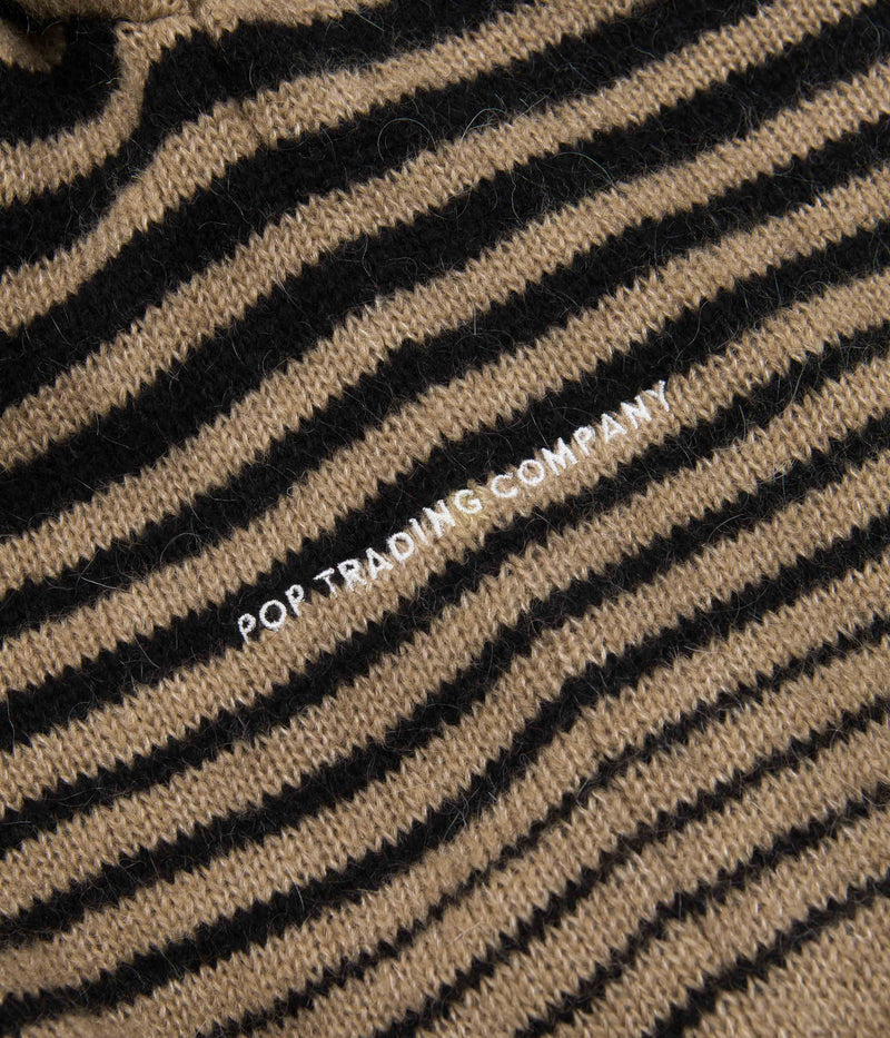 Pop Trading Company Knitted Cardigan in Sesame and Black