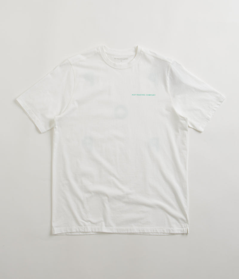 Pop Trading Company Logo T-Shirt in White and Peacock Green