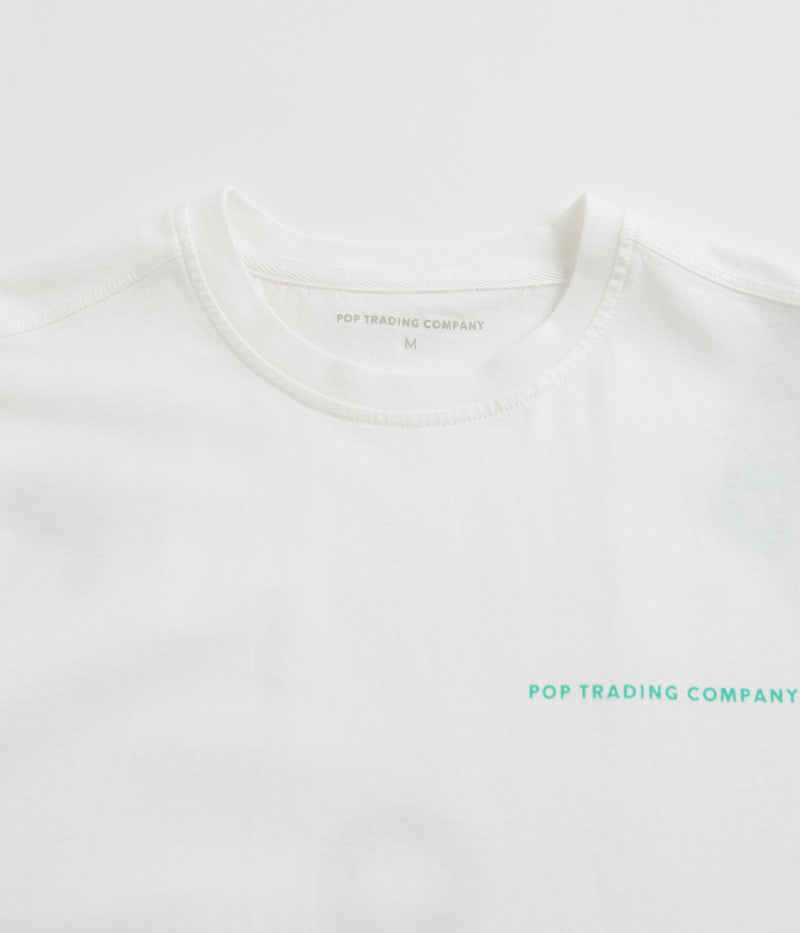 Pop Trading Company Logo T-Shirt in White and Peacock Green