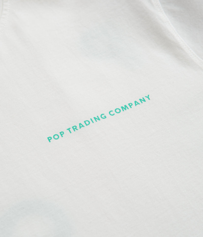 Pop Trading Company Logo T-Shirt in White and Peacock Green