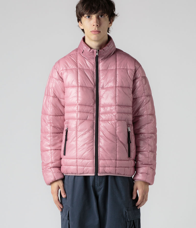 Pop Trading Company Quilted Reversible Puffer Jacket in Mesa Rose and Fired Brick