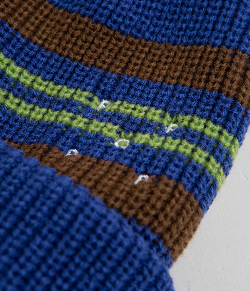 Pop Trading Company Striped Beanie in Blue