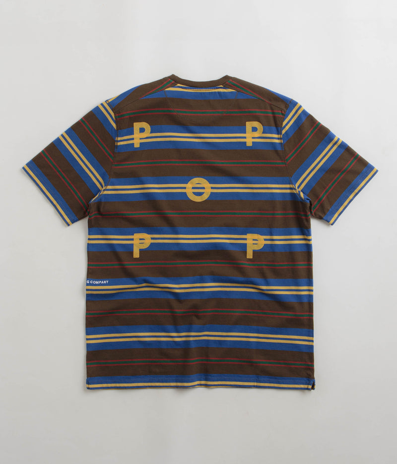 Pop Trading Company Striped Logo T-Shirt in Delicioso and Multi