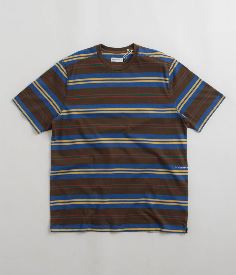 Pop Trading Company Striped Logo T-Shirt in Delicioso and Multi