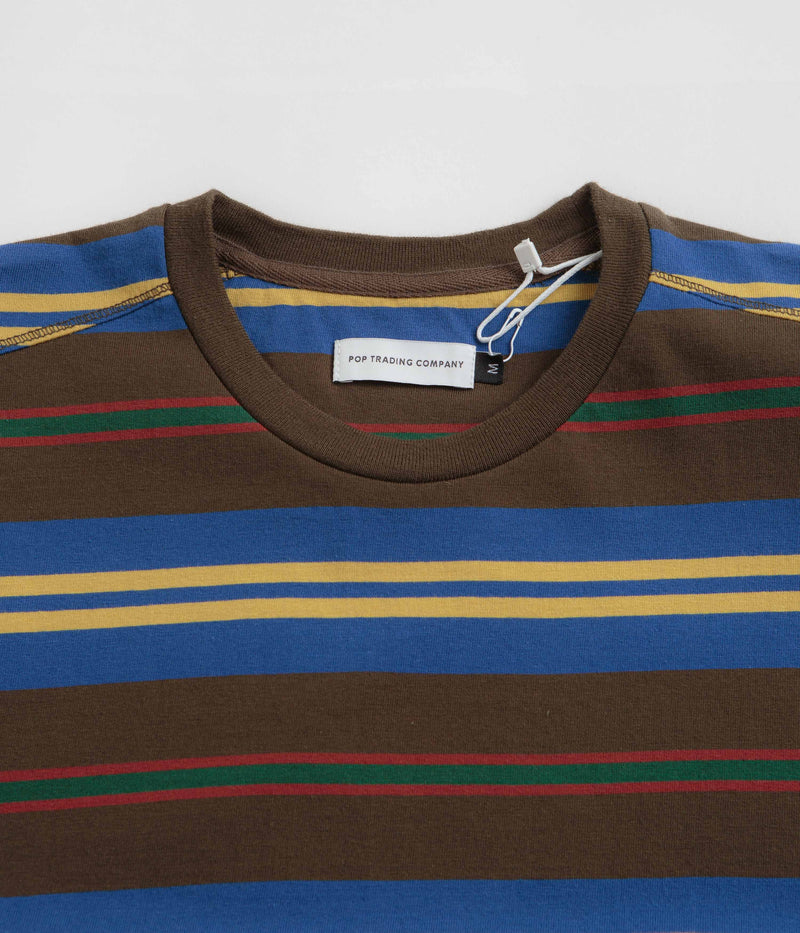 Pop Trading Company Striped Logo T-Shirt in Delicioso and Multi