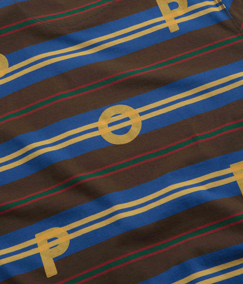 Pop Trading Company Striped Logo T-Shirt in Delicioso and Multi