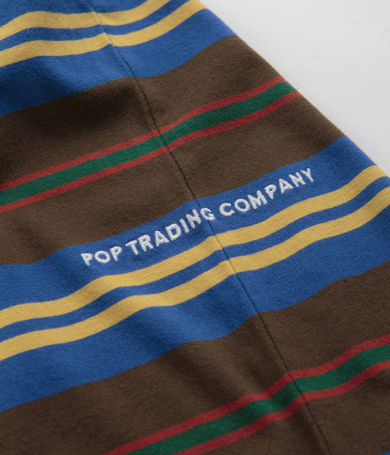 Pop Trading Company Striped Logo T-Shirt in Delicioso and Multi