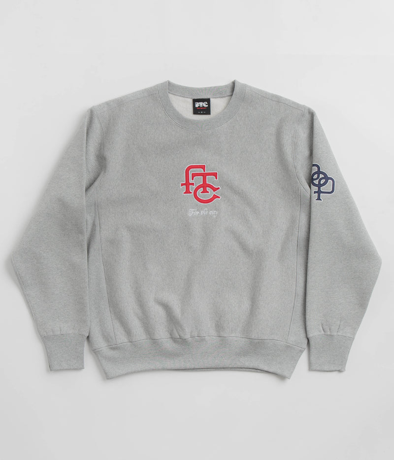 Pop Trading Company x FTC Crewneck Sweatshirt in Heather Grey