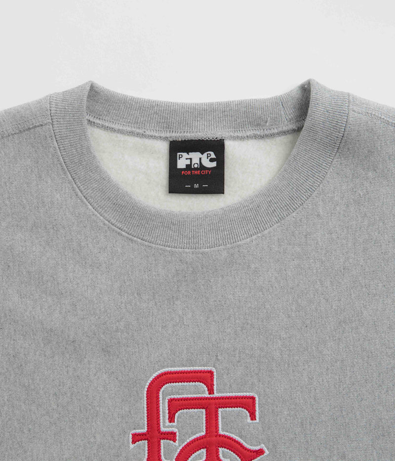 Pop Trading Company x FTC Crewneck Sweatshirt in Heather Grey