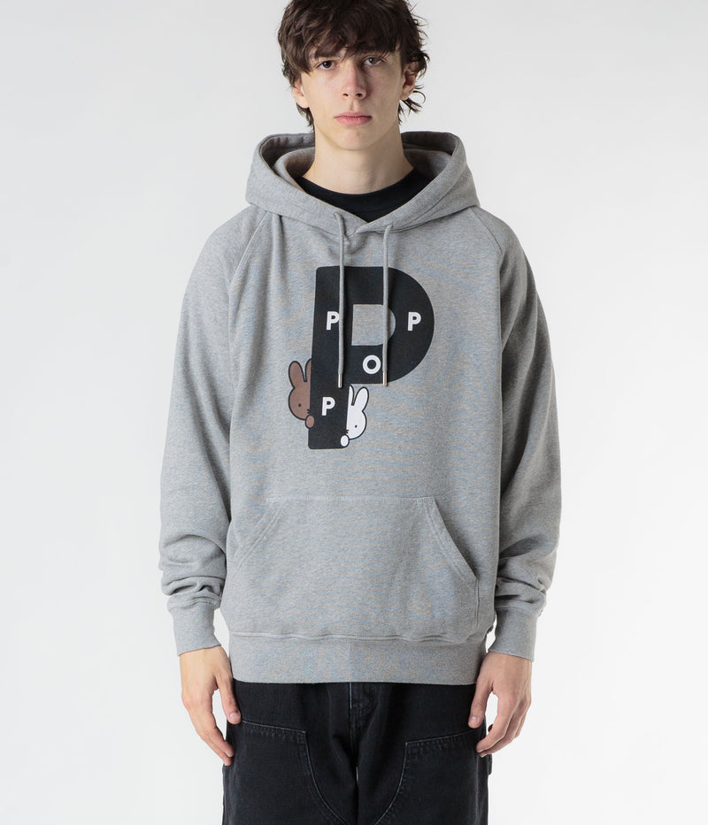 Pop Trading Company x Miffy Big P Hoodie in Light Grey Heather