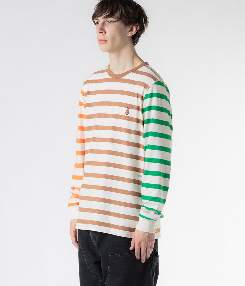 Pop Trading Company x Miffy Embroidered Striped Long Sleeve T-Shirt in Multi