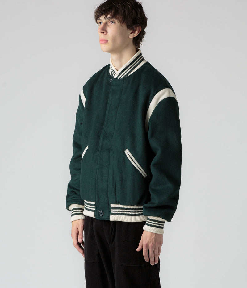 Pop Trading Company x Parra Varsity Jacket in Pine Green
