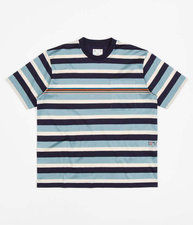 Pop Trading Company x Paul Smith Stripe T-Shirt in Very Dark Navy