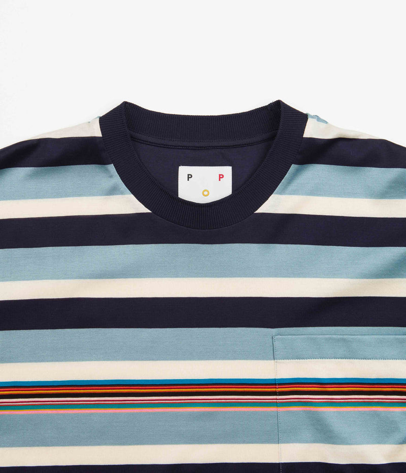 Pop Trading Company x Paul Smith Stripe T-Shirt in Very Dark Navy