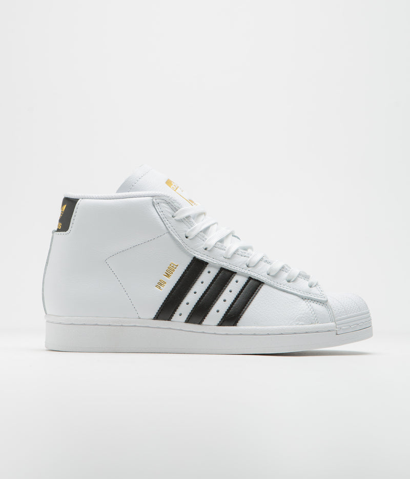Adidas Pro Model ADV Shoes in FTWR White and Core Black / Gold Metallic