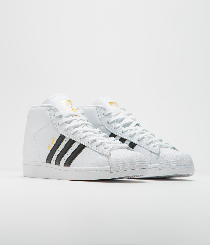 Adidas Pro Model ADV Shoes in FTWR White and Core Black / Gold Metallic