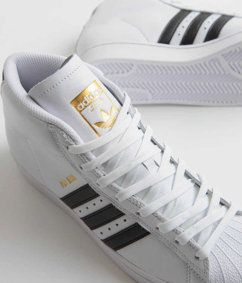 Adidas Pro Model ADV Shoes in FTWR White and Core Black / Gold Metallic