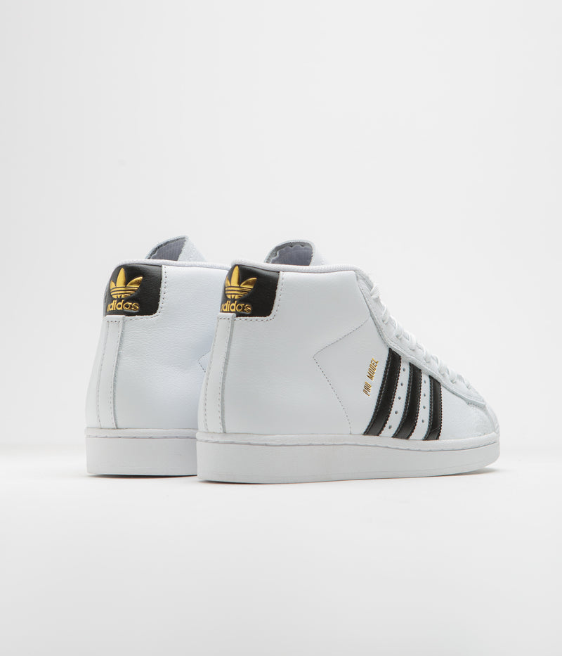 Adidas Pro Model ADV Shoes in FTWR White and Core Black / Gold Metallic