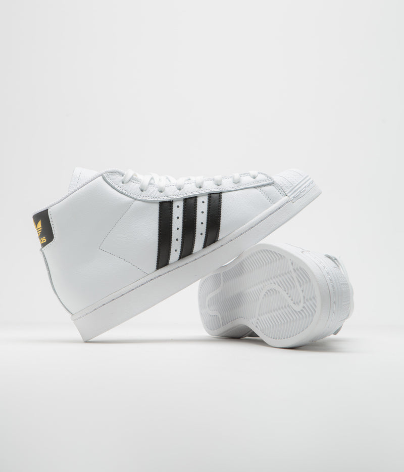 Adidas Pro Model ADV Shoes in FTWR White and Core Black / Gold Metallic