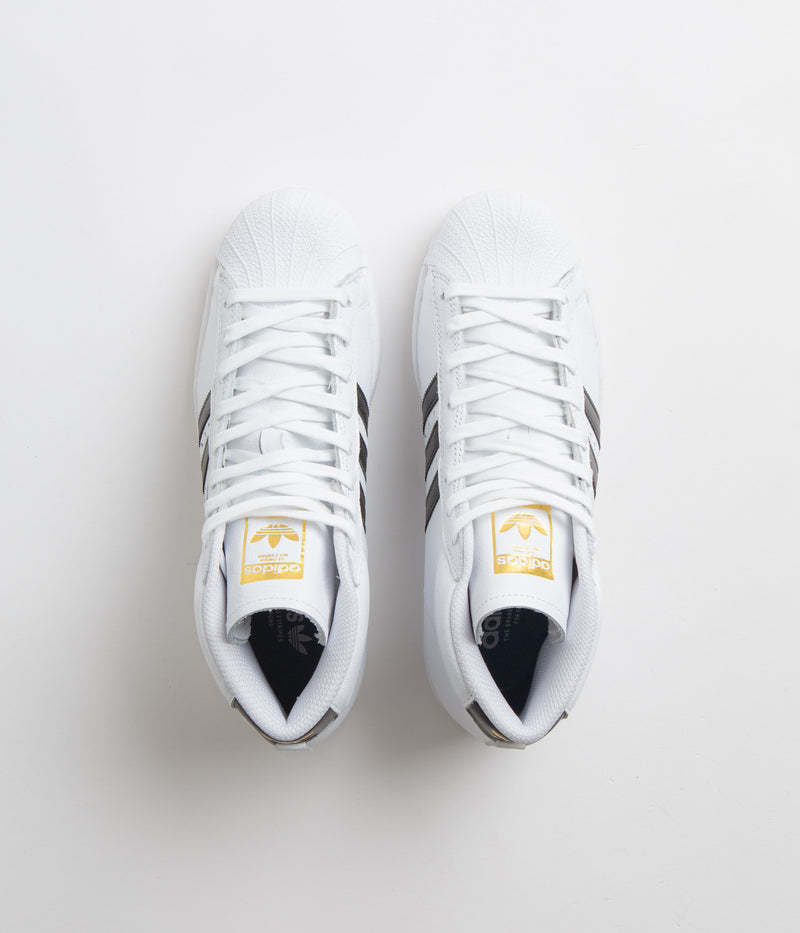 Adidas Pro Model ADV Shoes in FTWR White and Core Black / Gold Metallic