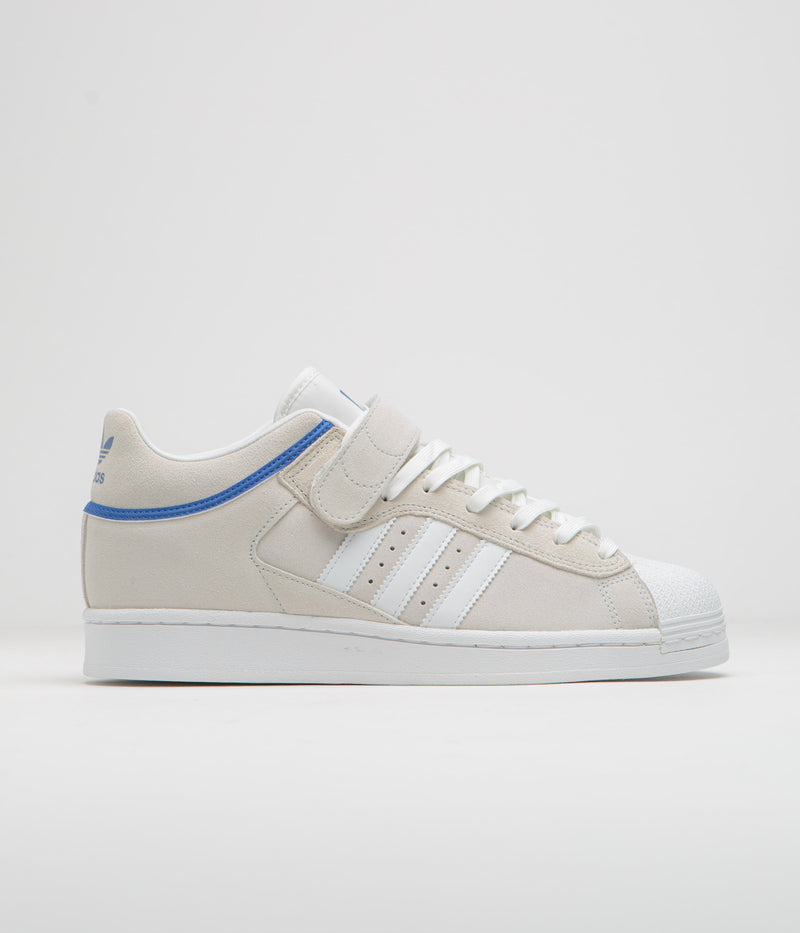 Adidas Pro Shell ADV Shoes in Crystal White and FTWR White / Team Royal Blue