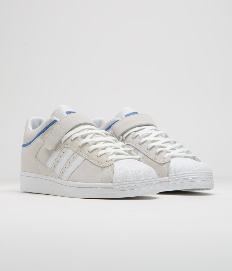 Adidas Pro Shell ADV Shoes in Crystal White and FTWR White / Team Royal Blue